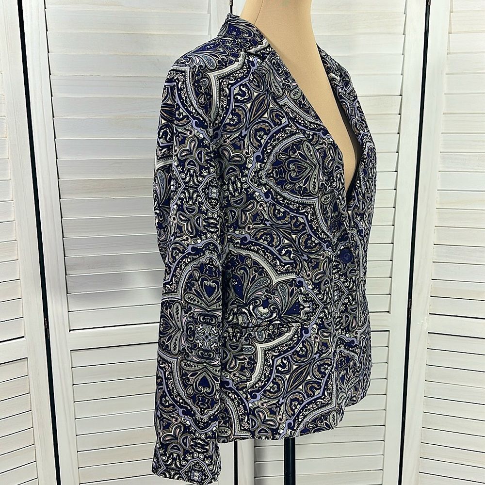 Chico's Purple Paisley Open-Front Blazer Jacket - Picture 9 of 16